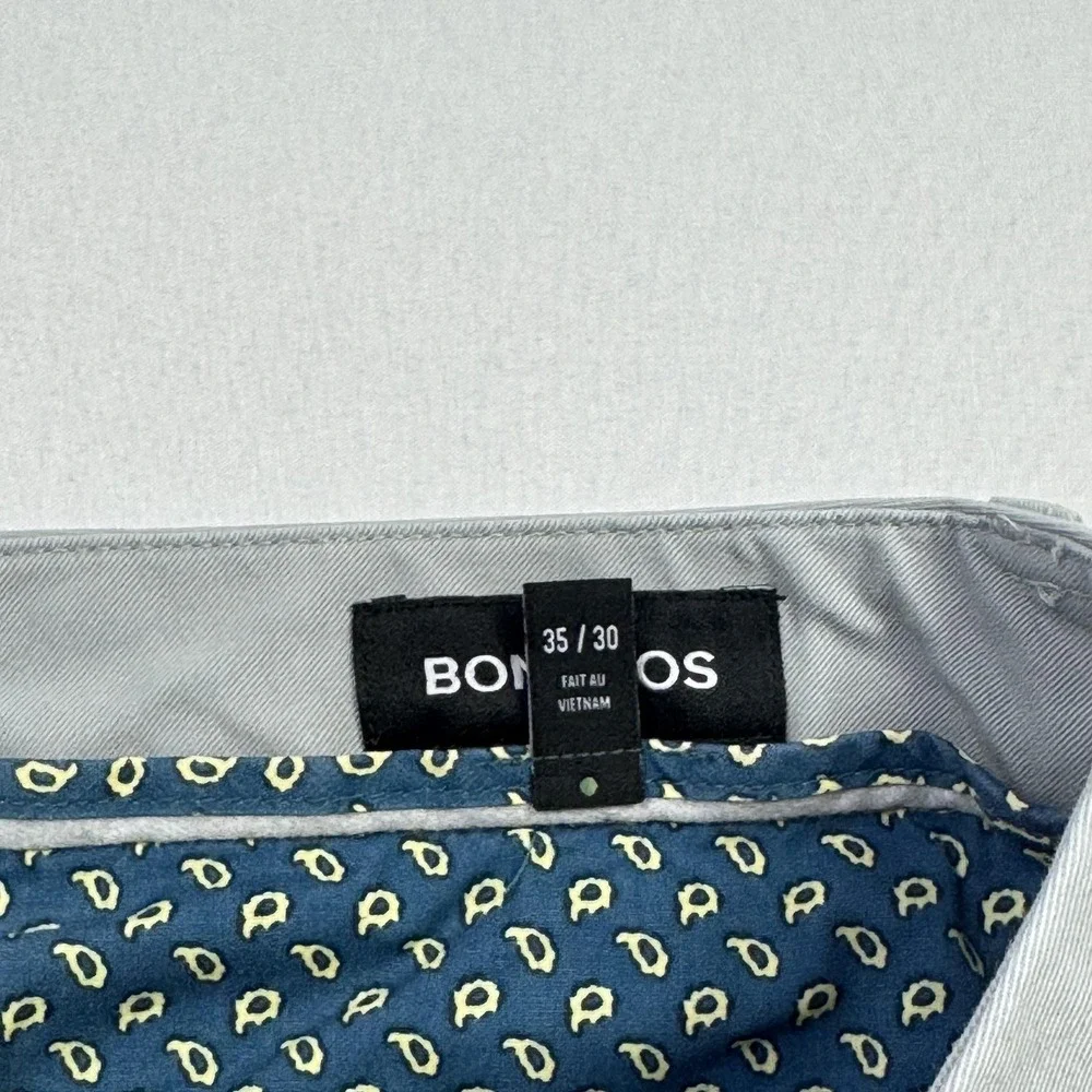 Bonobos Chino Pants Mens 35x30 Gray Stretch Twill Casual Slacks Flat Front